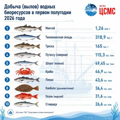 Вылов водных биоресурсов в России стабилен